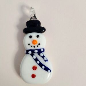 Snowman Glass necklace pendant